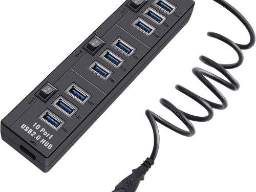 Pasow 10 Port عالي السرعة USB 3.0 Hub