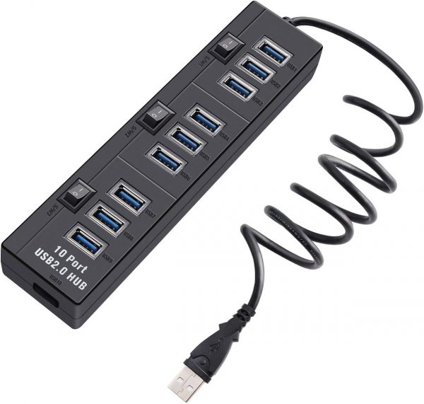 61be2qOYs8L._AC_SL1500_ Pasow 10 Port عالي السرعة USB 3.0 Hub