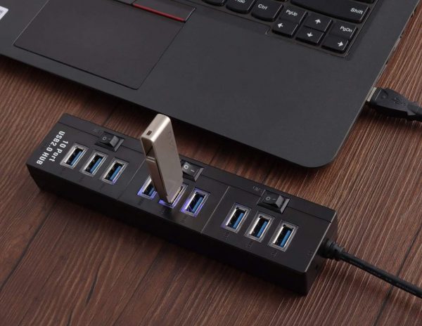 81RzU7qN7IL._AC_SL1500_-e1731876311389 Pasow 10 Port عالي السرعة USB 3.0 Hub